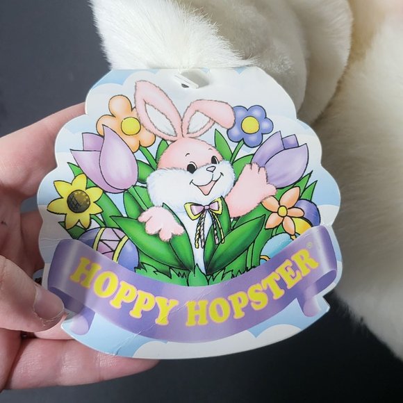 Vintage DanDee Hoppy Hopster Bunny Rabbit Floral Embroidered Bow Plush Easter - Picture 3 of 12